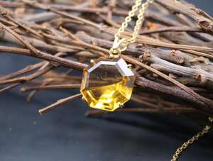 Colgante Octogonal de Citrino, Piedra de Nacimiento de Noviembre, Plata de Ley 925, Chapado en Oro de 14K, Joyería con Gema Dorada - Product Image 4