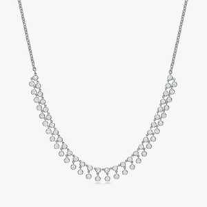 Diamond Dangle Necklaces 14K 18K Solid Gold Bezel Round Cut Lab Grown 16In Layering Classic Solitaire Luxury Modern Fine Jewelry - Product Image 3