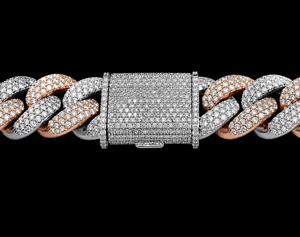 Cadena de Eslabones Cubanos de Estilo Hip Hop con Micro Pavé de Moissanita Redonda de Dos Tonos, Totalmente Engastada, Personalizada, de Diseño Elegante - Product Image 4