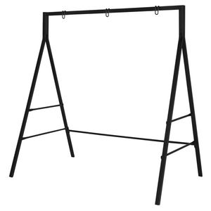 Telaio Nero in Ferro per Altalena da Esterno 200kg, 168x106x180cm, Tubo Quadrato a Tetto Piatto - Solo Telaio - Product Image 1