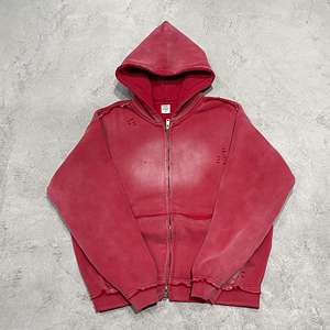 Sudadera con capucha personalizada de doble cremallera, negra, estilo vintage, desgastada, streetwear, lavado ácido, 400GSM, sudaderas con capucha lisas para hombre - Product Image 3