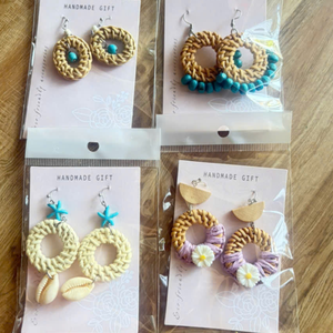 Boucles d'oreilles pendantes en rotin tissé léger, bijoux faits à la main, écologiques, fabriqués au Vietnam, fabricant - Product Image 6