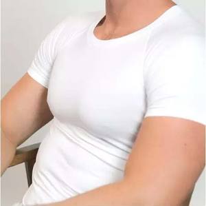 Camiseta de Poliéster Tejida Casual para Hombre, Corte Ajustado, Tallas Grandes, Antitranspirante, Transpirable, Ecológica, con Logotipo Frontal, Diseño en Blanco, OEM - Product Image 3