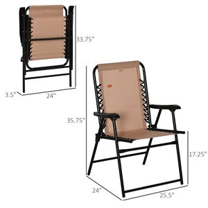 Portable <b>Folding</b> <b>Patio</b> <b>Chair</b> in Beige for Outdoor Camping Pool Beach Lawn Deck Use - Product Image 3