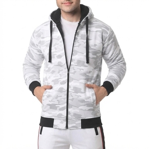 Sudadera con Capucha Azul Camuflaje para Hombre, Corte Holgado, Tejida, Transpirable, Impermeable, Informal, para Invierno, con Bolsillos, Poliéster/Algodón - Product Image 5