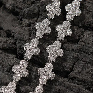 Pulsera de Cuatro Hojas de Plata de Ley 925 con Diamantes de Moissanita VVS, Pulsera de Tenis de Lujo, Joyería para Bodas - Product Image 3