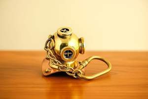 Llavero de Casco de Buceo de Latón Pulido Vintage, Anillo de Llaves de Casco de Buceador Náutico Antiguo, Colgante de Mini Casco Marítimo - Product Image 2