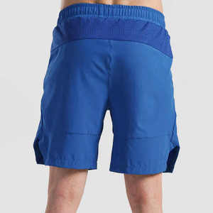 Encuentra pantalones cortos deportivos personalizados OEM de alta calidad para hombre, para gimnasio, fitness, entrenamiento y correr, con bolsillos, pantalones cortos deportivos en blanco. - Product Image 3