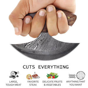 Cuchillo Ulu de Acero de Damasco Hecho a Mano Personalizado, Cuchilla para Pizza con Mango de Madera Premium y Funda de Cuero Genuino - Product Image 6