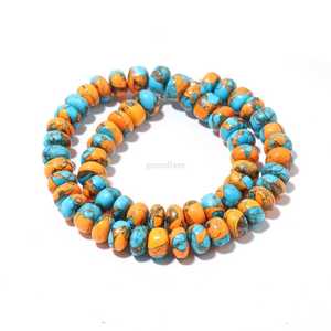 Collier de perles rondes en turquoise huître rare, fait main, en pierres précieuses naturelles, pour la création de bijoux en turquoise huître - Product Image 2