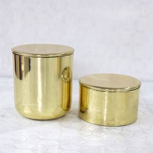 Bocaux à bougies en laiton doré de 12 oz de haute qualité, faits à la main, durables, avec logo personnalisé, contenants vides pour la fabrication de bougies, décoration brillante pour la maison - Product Image 6