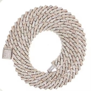 Luxury Silver Cuban Link Chain Fully Iced D VVS Studded Yellow And White <b>Gold</b> Moissanite Diamond <b>Tester</b> for Wedding - Product Image 3