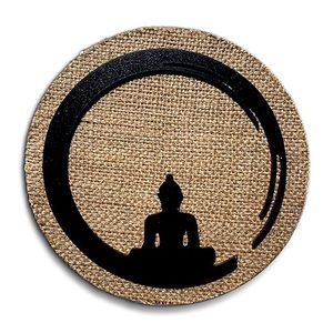 Décoration murale en métal Zen Bouddha avec cadre circulaire, décoration murale moderne pour la méditation, salon, studio de yoga, maison - Product Image 1
