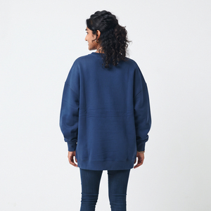 Sudadera Oversize de Cuello Redondo para Mujer, Informal, 100% Algodón Polar, Ajuste Holgado, Hombros Caídos, Transpirable, Tejido de Punto - Product Image 2
