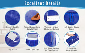 Heavy Duty Extra Large <strong>Storage</strong> Tote <strong>Bags</strong> Strong Carrying Handles Space Saving Travel Organizer Zippers Alternative Moving - Product Image 5