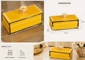 Luxury Deep Yellow Color Mirror <b>Glass</b> Decorative Storage Box Key <b>Knob</b> Premium Jewelry Vanity Organizer Boxes Home Decor Lacquer - Product Image 4