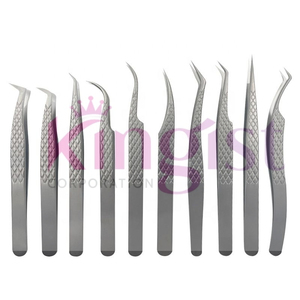 Professional Stainless Steel Eyelash Extension Tweezers Set with <b>Precision</b> Angled Tips Anti Slip Grip for Salon Lash Artists Pro - Product Image 1