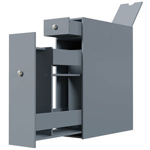Mobiletto da Bagno Minimalista Grigio Stretto Salvaspazio con Cassetti Organizzatori per Ingresso, Uso Ospedaliero e Porta Carta Igienica - Product Image 1