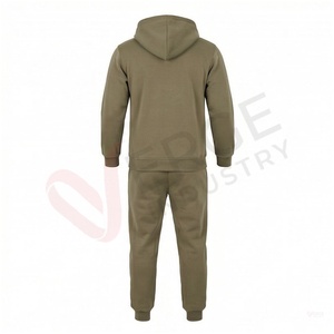 Conjunto Deportivo para Hombre en Verde Oliva, Manga Larga, con Capucha y Cierre Frontal, Color Sólido, Transpirable, Corte Regular, para Otoño - Product Image 2