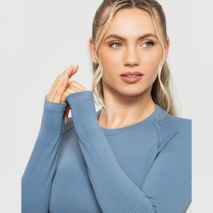 Camiseta Deportiva de Manga Larga para Mujer, 90% Poliéster, 10% Elastano, Corte Ajustado, Material Elástico, para Verano, de Alta Calidad - Product Image 4