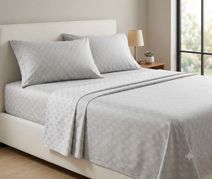 Parure de lit imprimée en microfibre 4 pièces de qualité supérieure, taille Queen, 400 fils, drap doux, 2 taies d'oreiller, anti-décoloration et anti-plis, pour usage domestique - Product Image 1