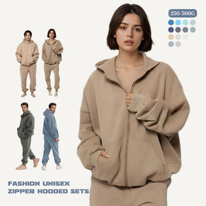 Sweat-shirt à capuche zippé pour femmes et hommes, 300 GSM, doux, manches longues, vêtements de sport décontractés, vêtements de détente, sweat-shirt chaud pour l'extérieur - Product Image 1