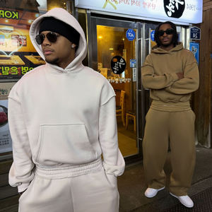 Conjunto de Sudadera con Capucha y Pantalones de Felpa Francesa de Algodón Personalizados, Bordados, Unisex, Traje Deportivo para Hombre - Product Image 1