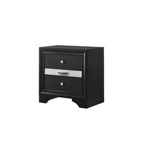 Comodino Moderno di Lusso in Legno Massello con 2 Cassetti e Vassoio Estraibile per Gioielli, Pannello Argento, Arredamento Camera da Letto - Product Image 2