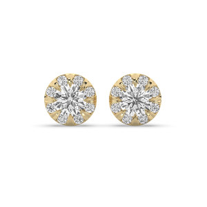 Boucles d'oreilles en or massif 14 carats avec diamant de laboratoire rond brillant de 3,96 carats, certifié IGI, style unique, légères, idéales pour mariage ou cadeau de fête - Product Image 1