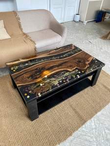 Mesa de Resina Epoxi con Diseño de Peces Koi, Mueble de Arte Japonés Pintado a Mano, Personalizable, Ecológico, Decoración para el Hogar, Mesa Grande para Banquetes - Product Image 2