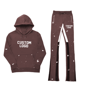 ชุดวอร์มสีแดงแบบ unisex เสื้อฮู้ดมีเชือกผูก กางเกงทรงหลวม สวมใส่สบาย แขนยาว สีพื้น เหมาะสำหรับฤดูใบไม้ร่วง รับสกรีนโลโก้ - Product Image 4