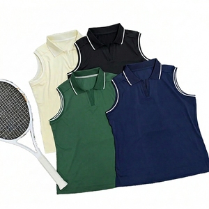 Quick Dry Light Golf Polo Shirts Collared V-Neck Tennis Tank Tops Breathable with Front Logo tennis Shirt Sleeveless - Product Image 2