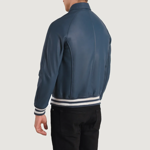 Men's PU <b>Leather</b> Bomber <b>Jacket</b> Turn-down Collar Solid Color Zipper Closure Casual Autumn Wear Regular Fit - Product Image 2