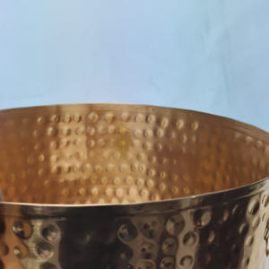Seau à glace en cuivre martelé à double paroi avec poignées en laiton massif, refroidisseur de champagne et de vin en métal isolé - Product Image 6