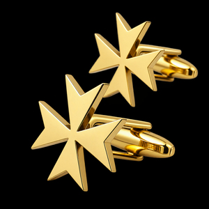 Mancuernillas Personalizadas con Cruz de Malta, Tono Dorado, Cruz de Ocho Puntas, Accesorios Formales para Camisa de Hombre, Regalo de Boda - Product Image 5