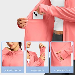 เสื้อแจ็คเก็ตออกกำลังกายดีไซน์สวยหรู พิมพ์โลโก้ได้ตามต้องการ ดีไซน์เรียบหรู ซิปด้านหน้า ระบายอากาศได้ดี สำหรับผู้หญิง - Product Image 3