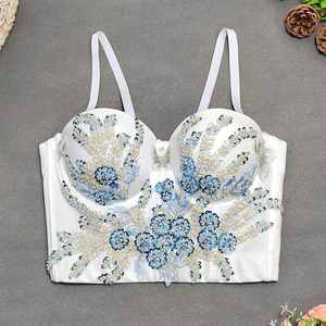 Top de tubo con bordado de perlas tridimensional y flores, con cuentas bordadas, para uso interior y exterior, estilo Pure Want - Product Image 4