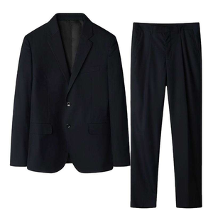 Men's Business <b>Suit</b> British Style Single Breasted Notched Collar Flat Front <b>Button</b> Fly Anti-Wrinkle Woven Polyester Regular Fit - Product Image 1