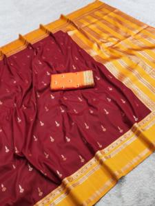 Sari Tradicional Indio de Seda Banarasi con Trabajo de Tejido Zari para Bodas y Eventos Festivos, Atuendo para Mujer - Product Image 2