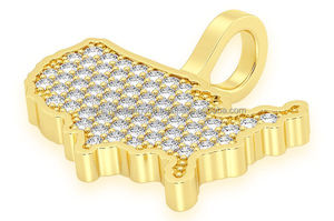 SHRAMAN DIAMOND Collier Pendentif Carte de l'État de New York en Or 10K Plaqué Or avec Diamants de Laboratoire Personnalisables et Sertis, Tendance, Unisexe - Product Image 6