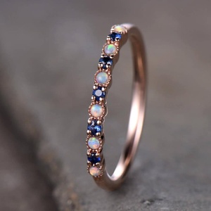 แหวนแต่งงานประดับโอปอลและไพลินสีน้ำเงิน ชุบทอง 14K เงินแท้ 925 ได้รับการรับรองจาก IGI สำหรับผู้หญิง เหมาะสำหรับเทศกาลต่างๆ - Product Image 6