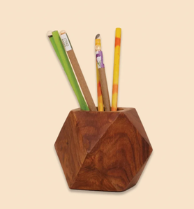 Wood Pen Holder Trending Wooden Natural Finished Rectangle Shaped <b>Desk</b> Organizer Wooden Pen Holder - Product Image 6