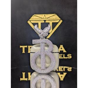 Pendentif personnalisé de luxe avec initiale « B », diamant de laboratoire VVS, argent 925, style hip-hop, bijoux sertis de pierres, par Trisha Jewels - Product Image 1