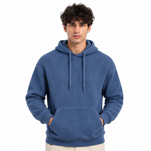 Mens Waffle Knit Hoodie Casual Thermal Pullover <b>Long</b> Sleeve Winter Outdoor Streetwear Custom Hooded <b>Sweatshirt</b> Wholesale Apparel - Product Image 1