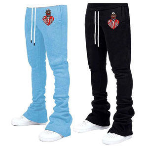 Pantalon de survêtement en molleton de laine pour homme TITAN TREAD WEAR, style hip-hop, taille élastique avec cordon de serrage, décontracté, pour l'hiver, imprimé logo cœur, bleu et noir - Product Image 1