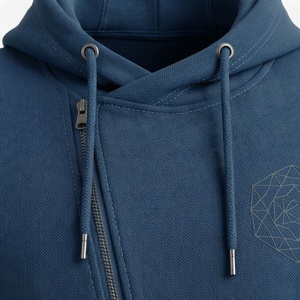 <b>Men's</b> <b>Navy</b> Blue Hooded Tracksuit Solid Color Zipper Front Casual Sportswear Full Sleeve <b>Joggers</b> Set Regular Fit Autumn Wear - Product Image 4