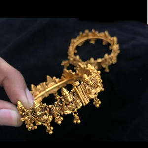 Gold Plated <b>Copper</b> Elephant Temple Kada <b>Bangles</b> Ethnic Charm Bracelets - Product Image 1