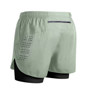 2026 Wholesale Two-Piece Shorts for Men, Athletic Double-<b>Layer</b> Running Fitness Shorts with Woven Pockets - Product Image 2