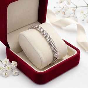 Pulsera de Plata de Ley 925 Sólida con Malla de Palomitas de Maíz Tejida Flexible, Joyería Fina, Joyas Memoria, Venta al por Mayor - Product Image 5