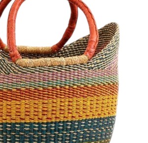 Eco Friendly Colorful Seagrass <b>Handbags</b> Luxury Leather Handle Woven <b>Straw</b> Tote Bag Fashion Women Summer Beach Bag OEM ODM - Product Image 3